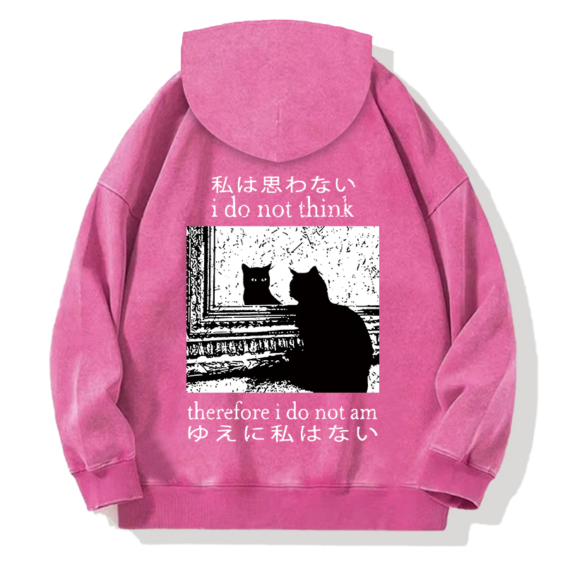 Thinking Cat Back Washed Hoodie