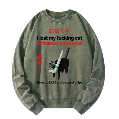 Find The Toxic Cat Funny Washed Sweatshirt