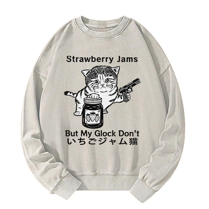 Strawberry Jam Cat Washed Sweatshirt