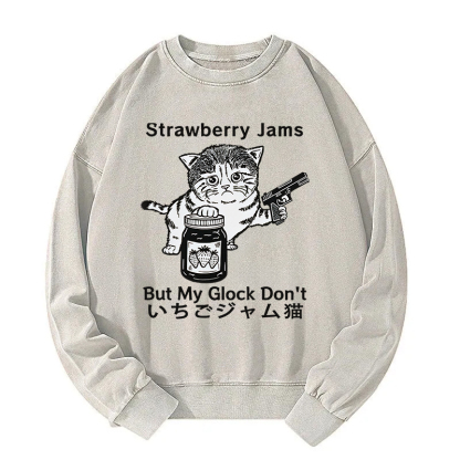 Strawberry Jam Cat Washed Sweatshirt