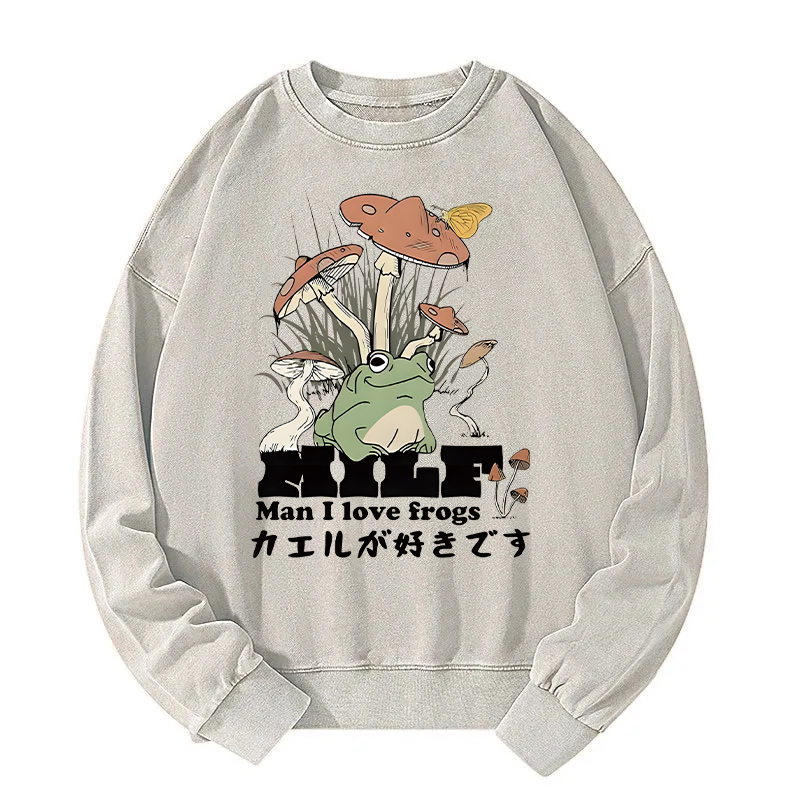 Man I Love Frogs Washed Sweatshirt