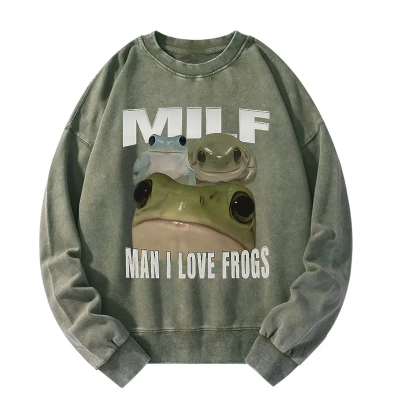 Man I Love Frogs Washed Sweatshirt