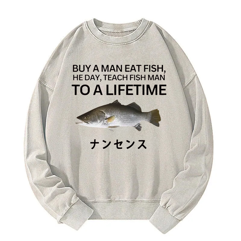 Buy a Man Eat Fish Washed Sweatshirt