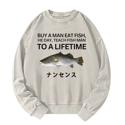 Buy a Man Eat Fish Washed Sweatshirt