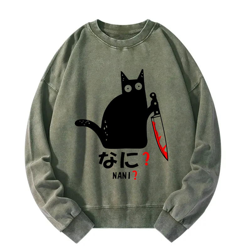 A Puzzled Cat Holding A Knife Washed Sweatshirt