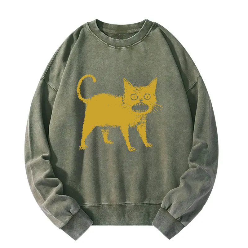 Horrible Japanese Cat Washed Sweatshirt
