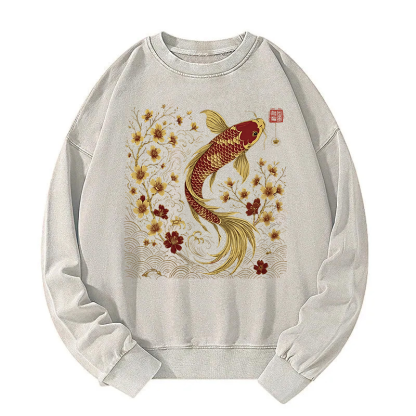 Vintage Sakura And Koi Washed Sweatshirt