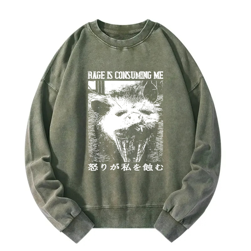 Rage Is Consuming Me Opossum Washed Sweatshirt