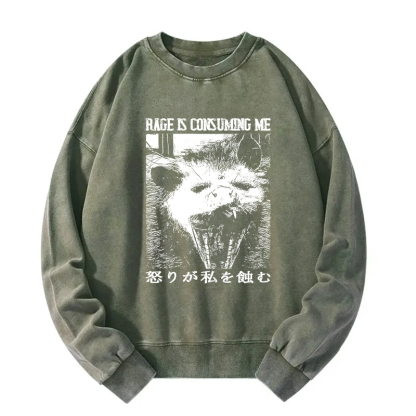 Rage Is Consuming Me Opossum Washed Sweatshirt