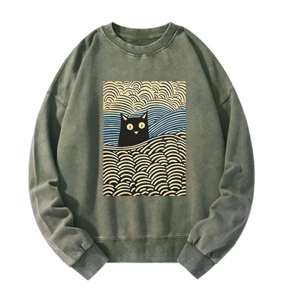 Kawaii Cat Japanese Washed Sweatshirt