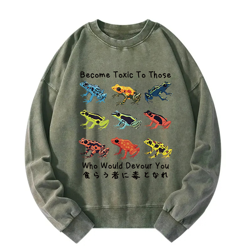 Funny Frog Poison Your Devourers Washed Sweatshirt