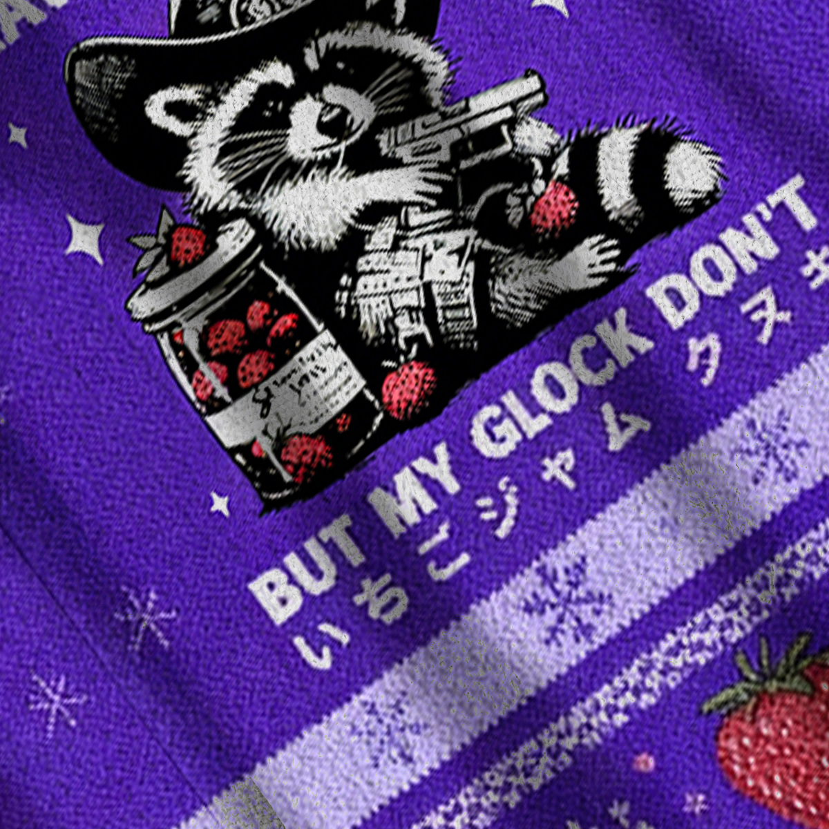 Baddiecat Strawberry Jams But My Glock Don't Christmas Ugly Sweatshirt