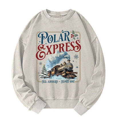All Aboard Polar Express Christmas Washed Sweatshirt