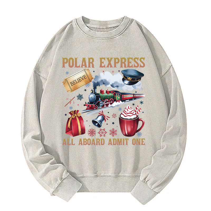 All Aboard Admit One Christmas Washed Sweatshirt