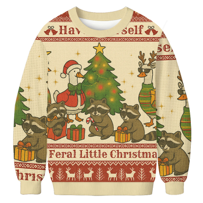 Wild Holiday Animal Party Christmas Ugly Sweatshirt