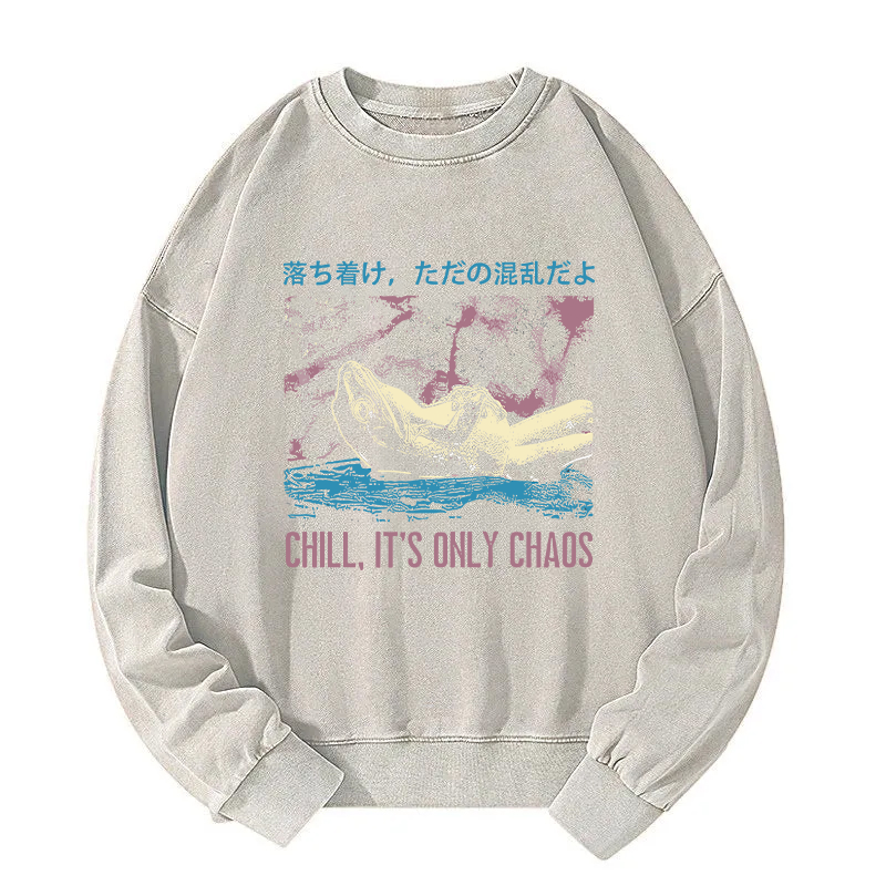 Stay Calm Frog Japanese Washed Sweatshirt