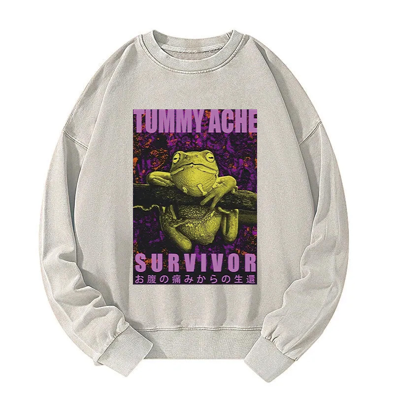 A Frog With Stomachache Washed Sweatshirt
