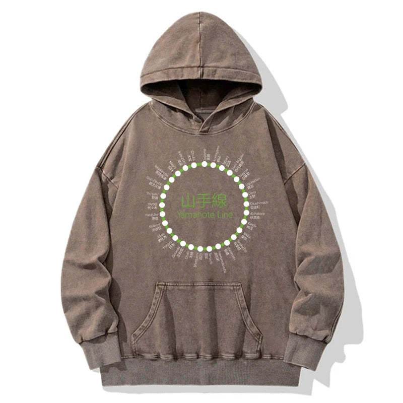 Yamanote Line Stations Circle Washed Hoodie