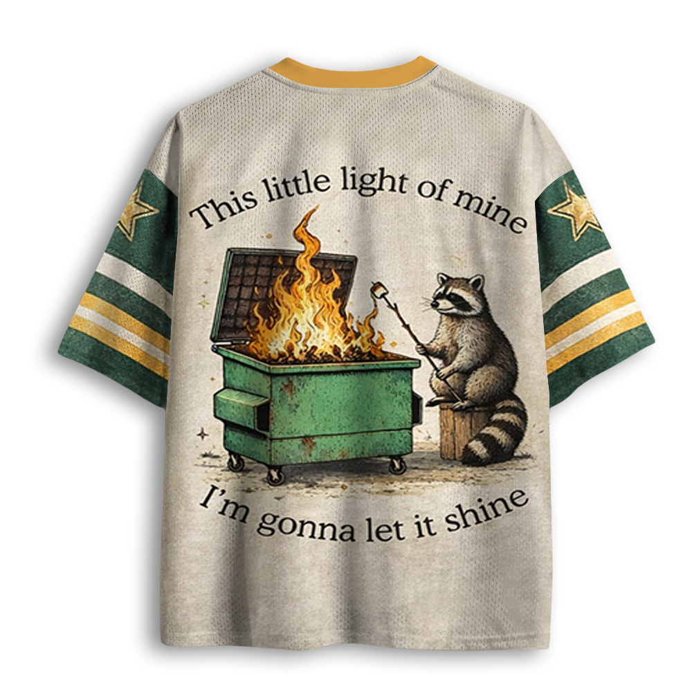 Baddiecat Shining Bright Funny Raccoon Mesh Jersey