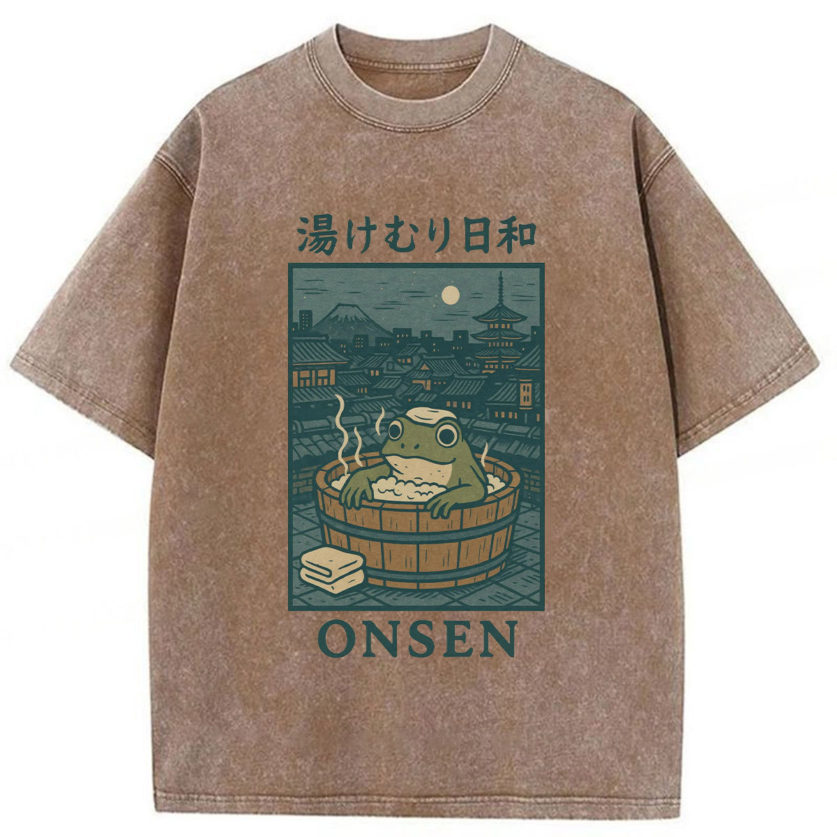 Tokyoviva Frog Taking a Bath Washed T-shirt