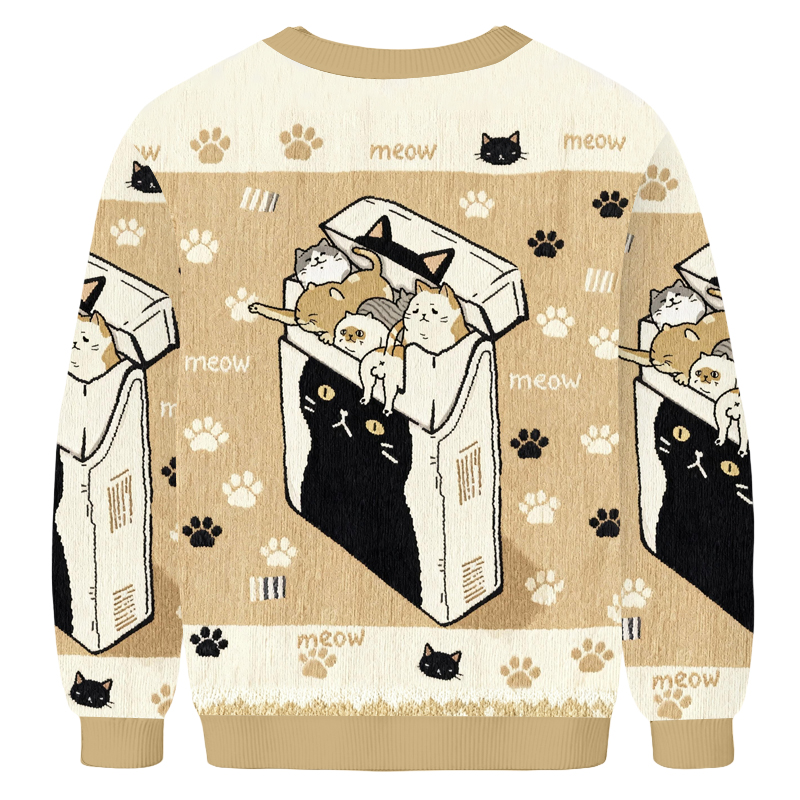 Baddiecat Box Of Cats Christmas Ugly Sweatshirt