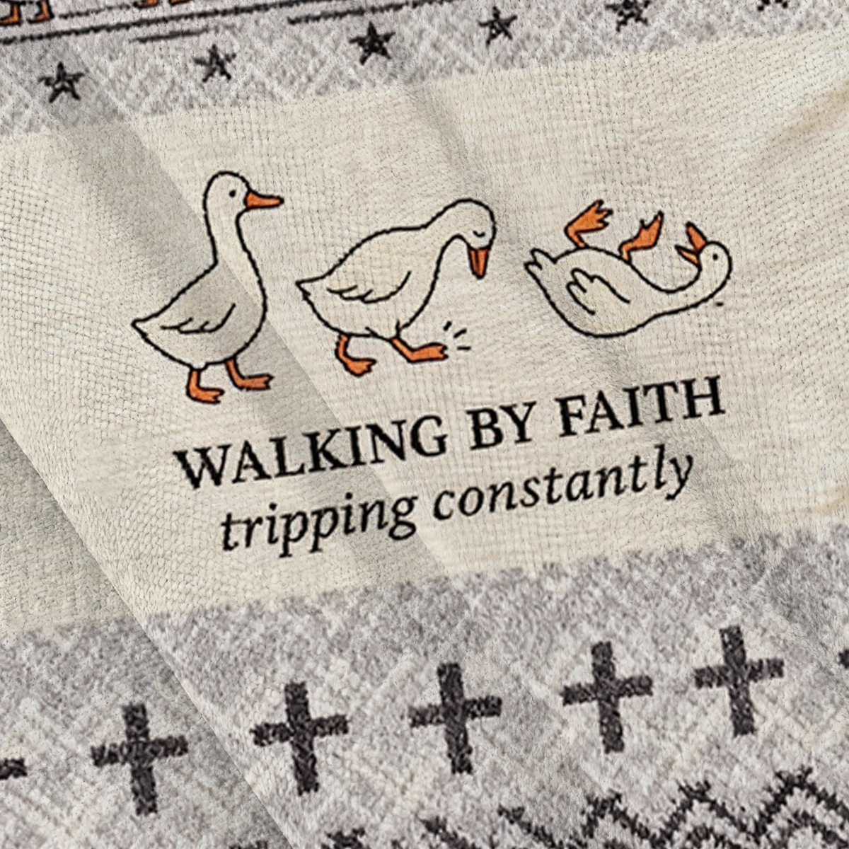 Baddiecat Funny Goose Walking By Faith Ugly Sweatshirt