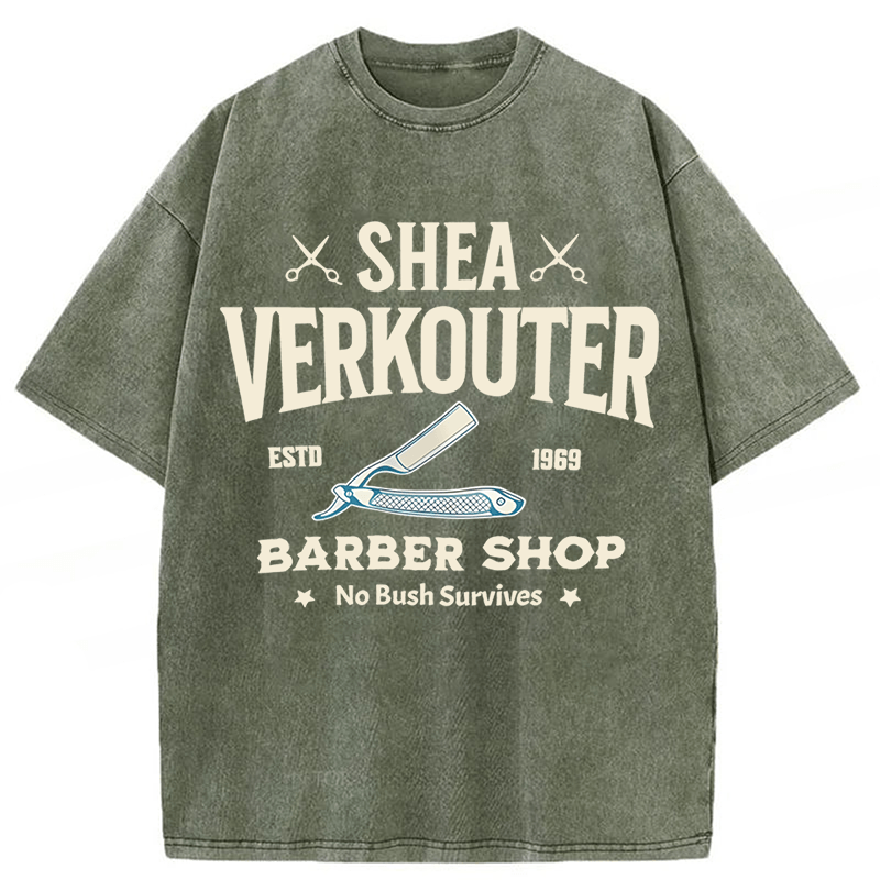 Baddiecat Shea Verkouter Barber Shop Funny Washed T-shirt