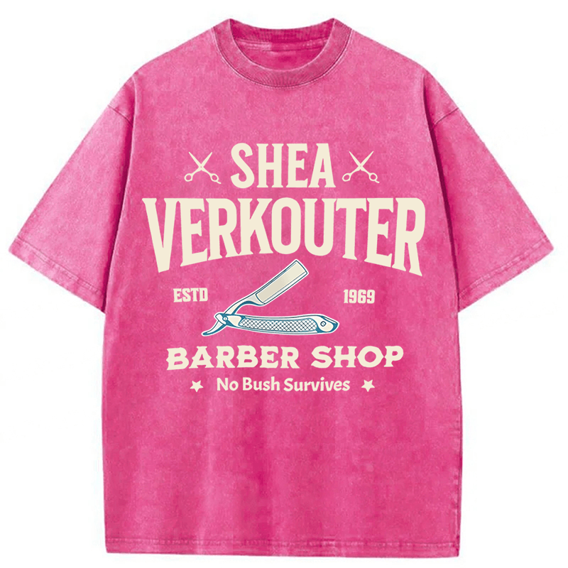 Baddiecat Shea Verkouter Barber Shop Funny Washed T-shirt