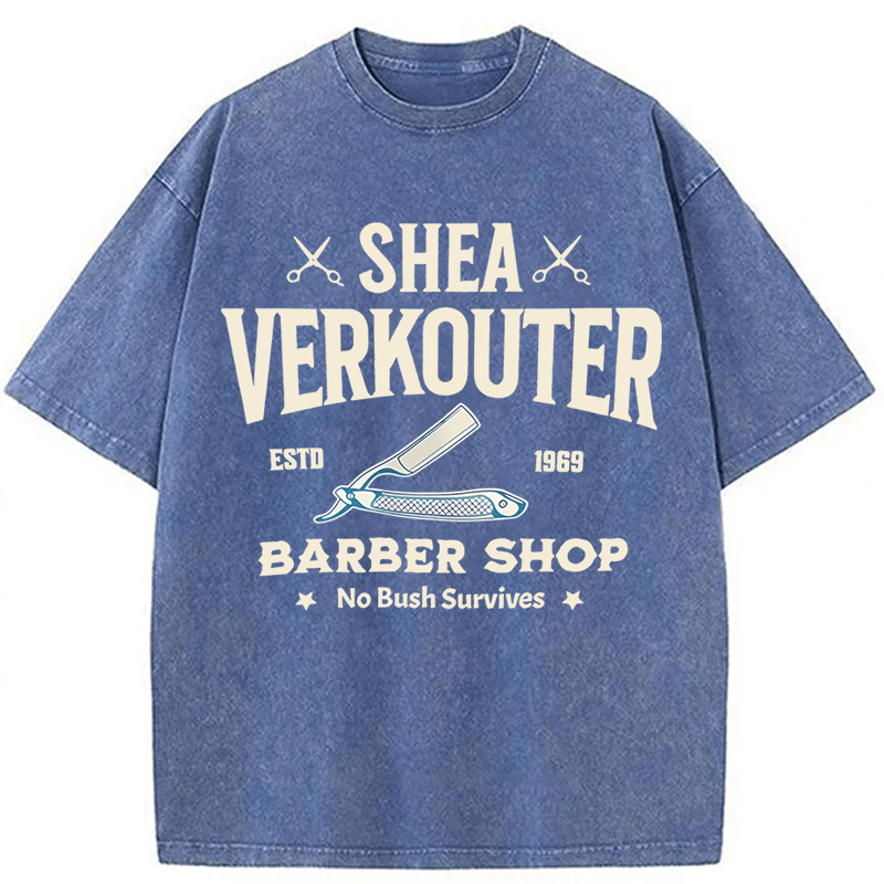 Baddiecat Shea Verkouter Barber Shop Funny Washed T-shirt