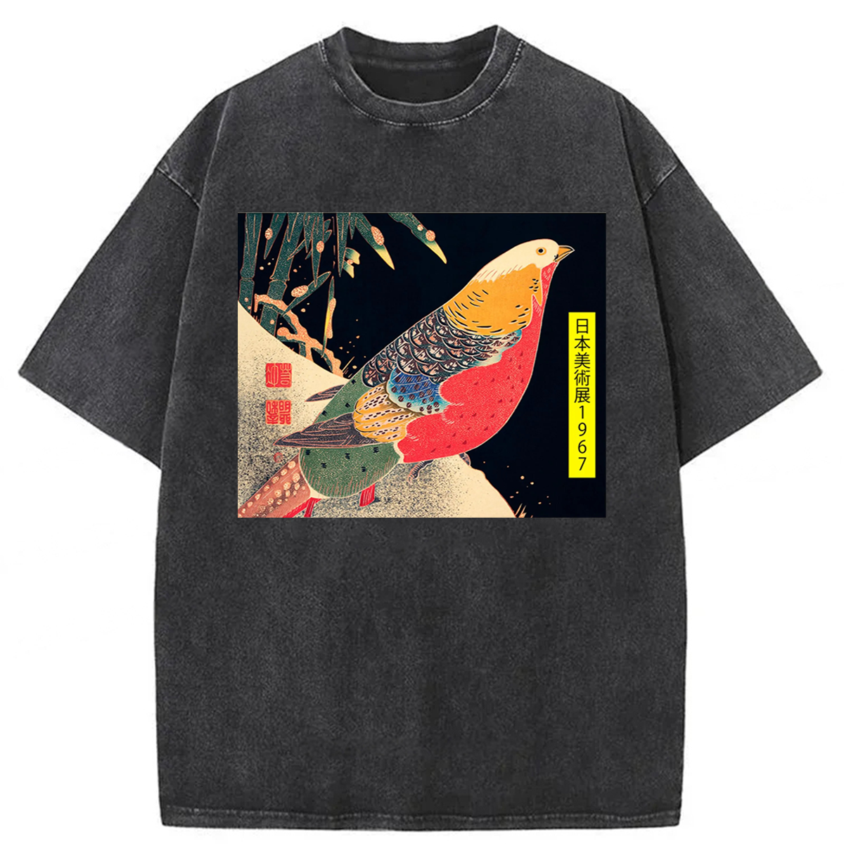 Tokyoviva Ukiyo-e Bird Washed T-shirt