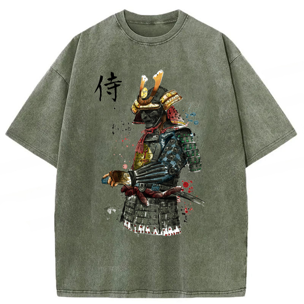 Tokyoviva Samurai Watercolor Washed T-shirt