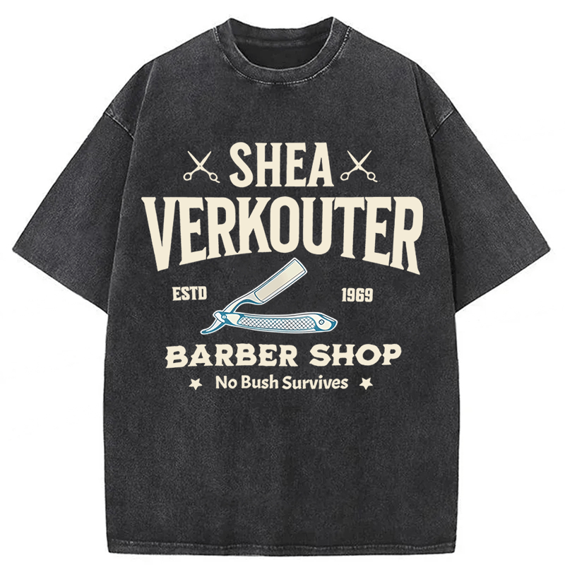 Baddiecat Shea Verkouter Barber Shop Funny Washed T-shirt