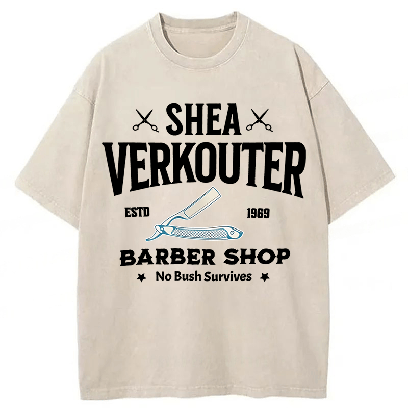 Baddiecat Shea Verkouter Barber Shop Funny Washed T-shirt