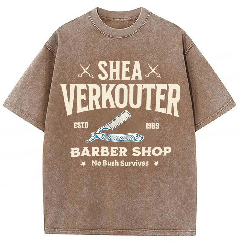 Baddiecat Shea Verkouter Barber Shop Funny Washed T-shirt
