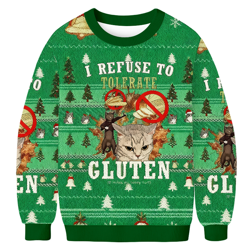 Tokyoviva I Refuse To Tolerate Gluten Christmas Ugly Sweatshirt