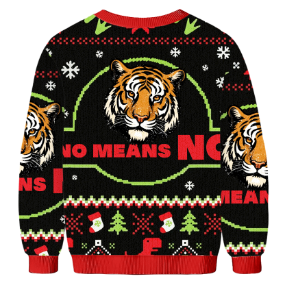 Baddiecat No Means No Christmas Ugly Sweatshirt