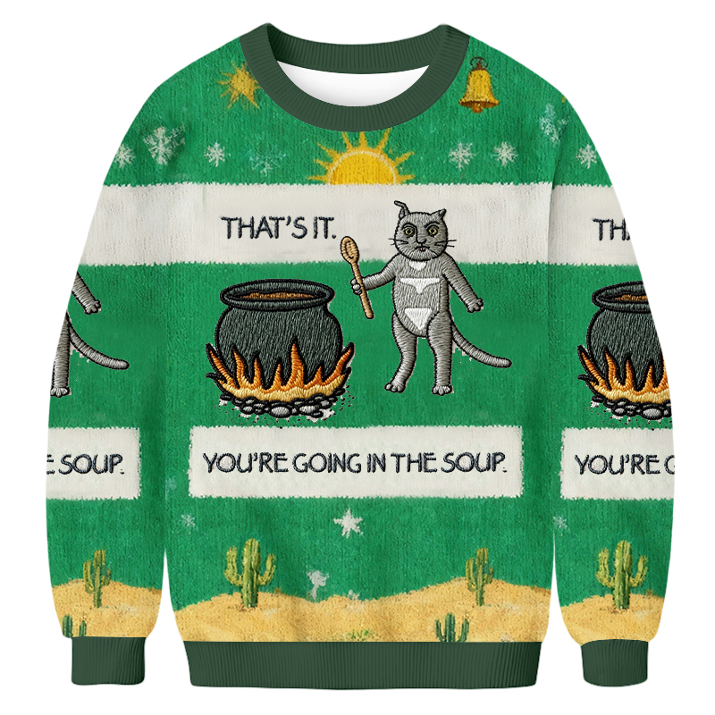 Baddiecat Cannibal Cat Christmas Ugly Sweatshirt