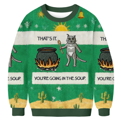 Baddiecat Cannibal Cat Christmas Ugly Sweatshirt