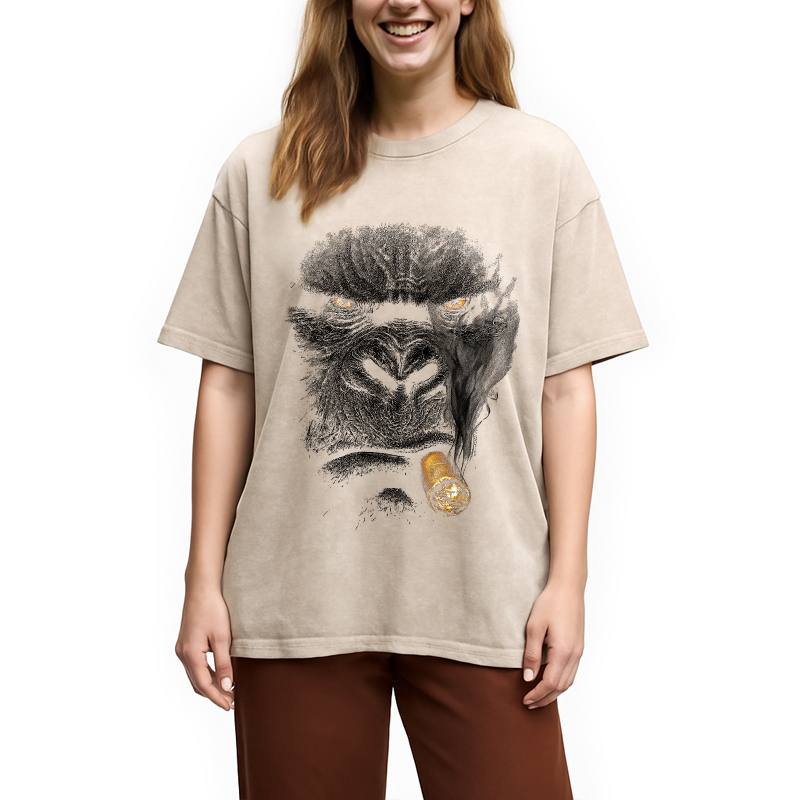 Smoking Gorilla Washed T-Shirt