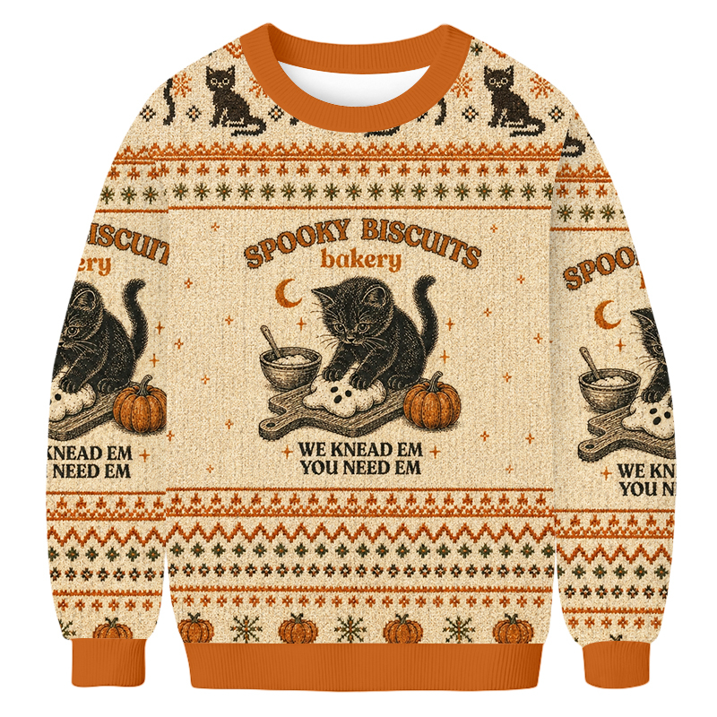 Baddiecat Halloween Baking Pumpkin Ugly Sweatshirt