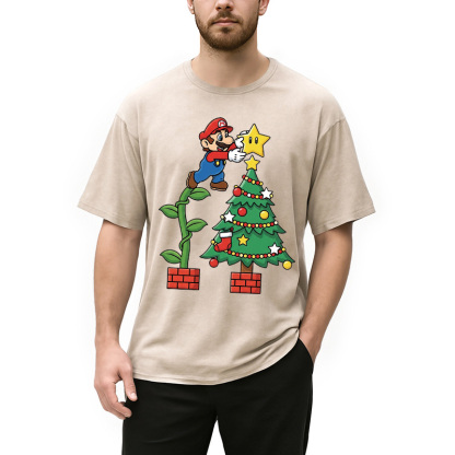 Super Mario Christmas Washed T-Shirt