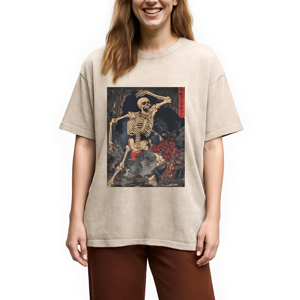 Japanese Horror Skeleton Washed T-Shirt