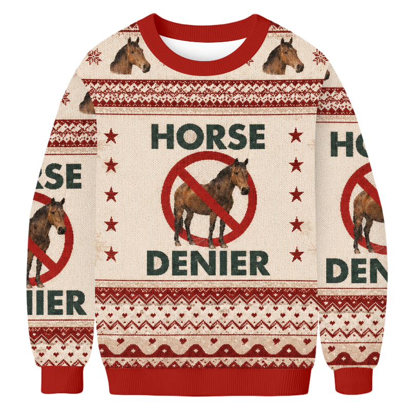 Baddiecat Horse Denier Conspiracy Theory Ugly Sweatshirt