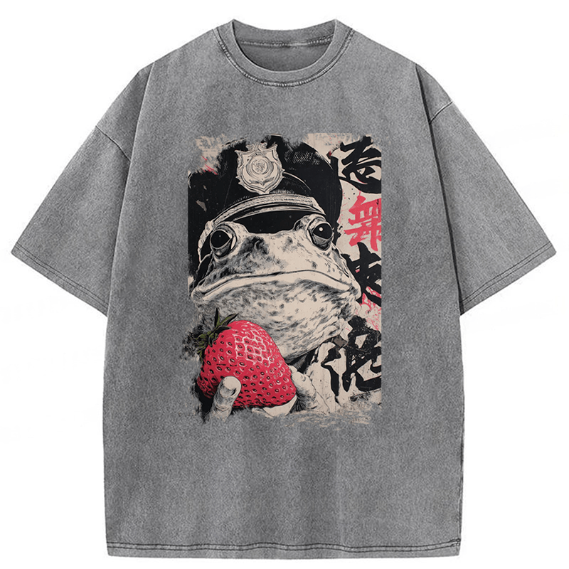 Tokyoviva Distressed Strawberry Frog Washed T-shirt