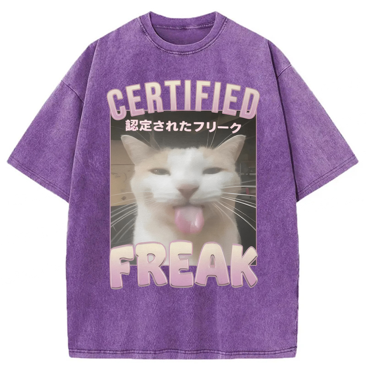 Tokyoviva Certified Freak Funny Cat Washed T-shirt
