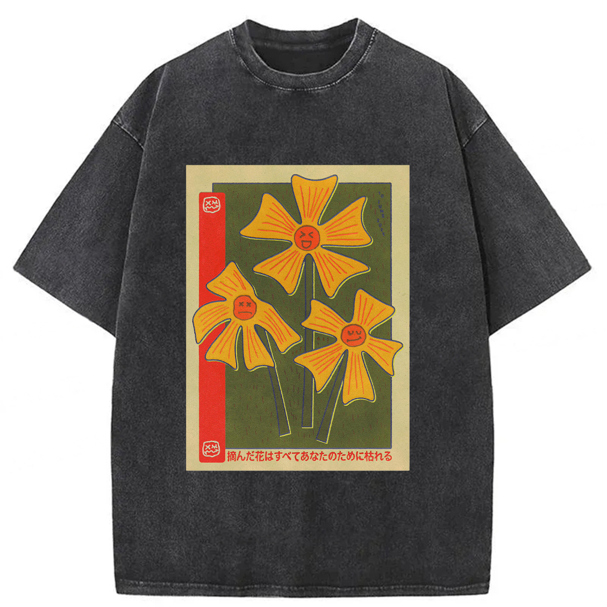 Tokyoviva Artistic Flowers Washed T-shirt