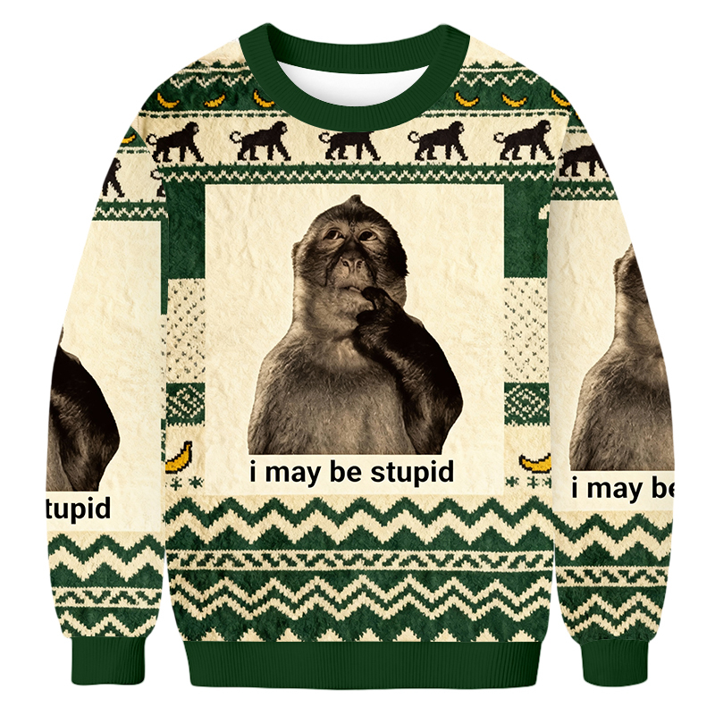 Tokyoviva Funny Monkey I May Be Stupid Ugly Sweatshirt