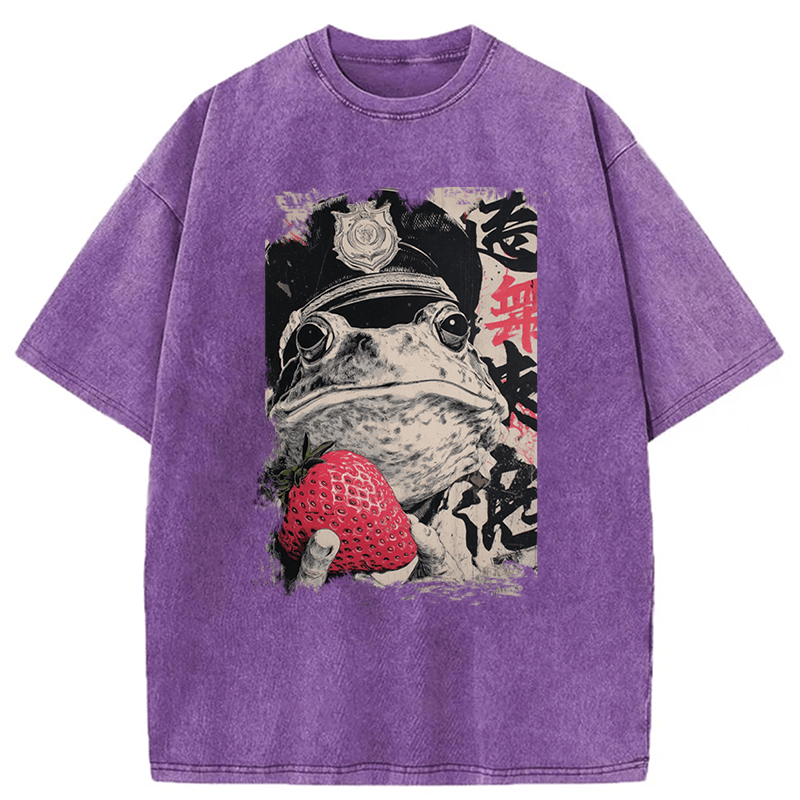 Tokyoviva Distressed Strawberry Frog Washed T-shirt