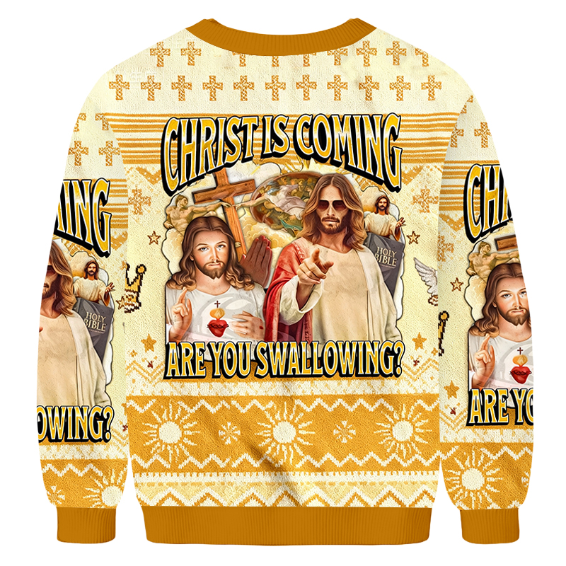 Baddiecat You Swallowing Funny Jesus Meme Ugly Sweatshirt