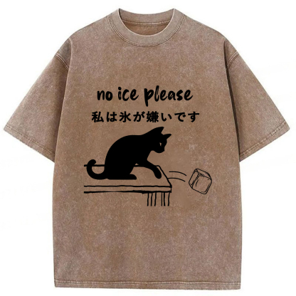 Tokyoviva No Ice Cubes Black Cat Washed T-shirt